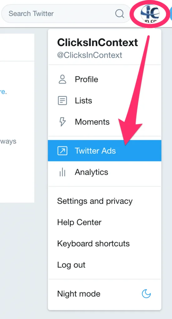 Twitter Menu