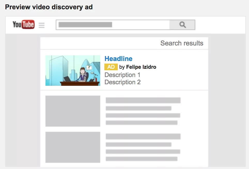 a discovery ad in search results