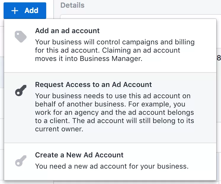 Ad account access in Facebook